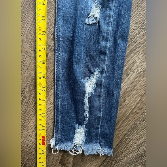 KanCan Mid Rise Ankle Skinny Button Fly Distressed Frayed Hem Blue Jeans size 24 - Picture 7 of 7